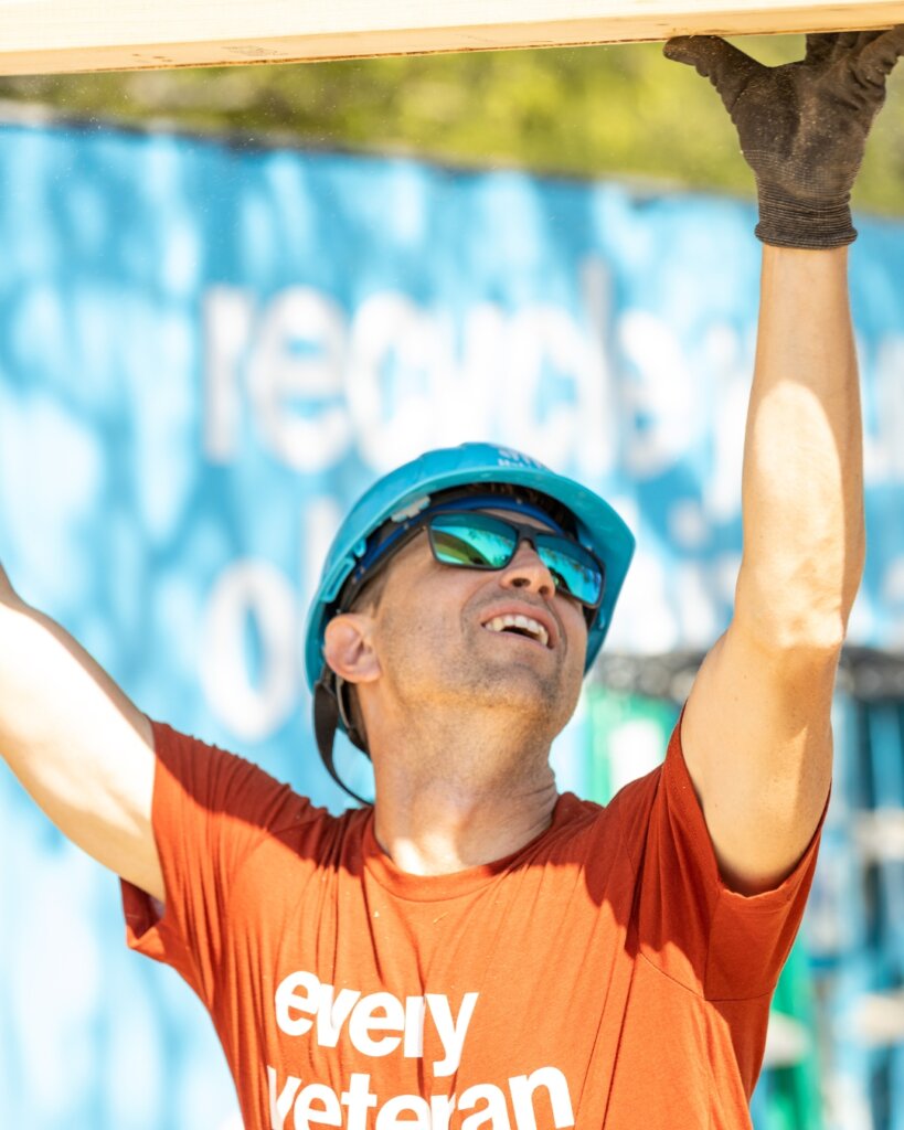 person on a Habitat for Humanity build site